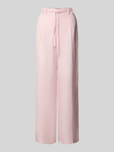 Produktfoto, Wide Leg Hose aus Leinen-Mix mit Gürtel von Christian Berg Woman Selection in zartem Rosa, glatte Oberfläche, lockerer Schnitt