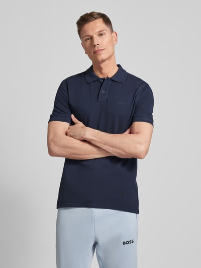 BOSS Orange Koszulka polo o kroju slim fit z krótką listwą guzikową model ‘Prime’ Granatowy 4