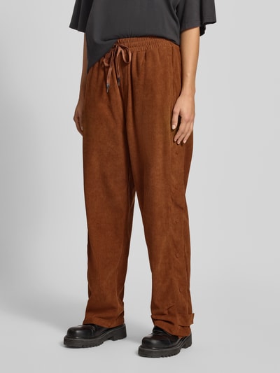 Karo Kauer Spodnie sztruksowe z elastycznym pasem Średniobrązowy 4