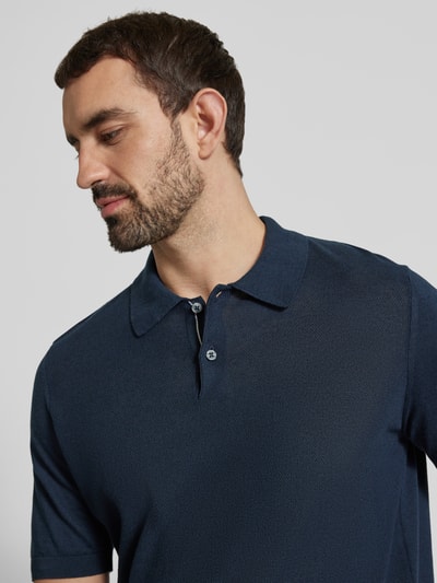 MAERZ Muenchen Poloshirt met ribboorden Oceaanblauw gemêleerd - 3