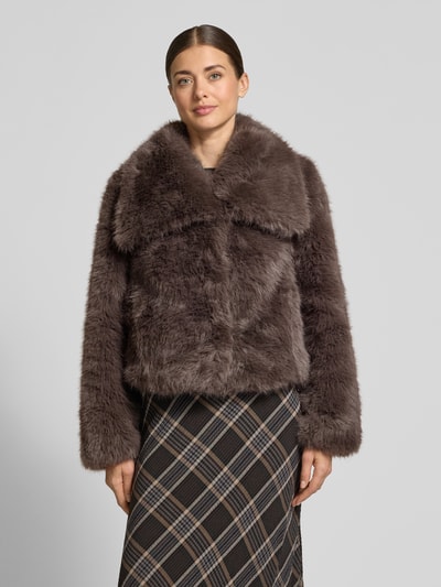 COMMA Jacke aus Kunstfell mit Umlegekragen Dunkelbraun 4