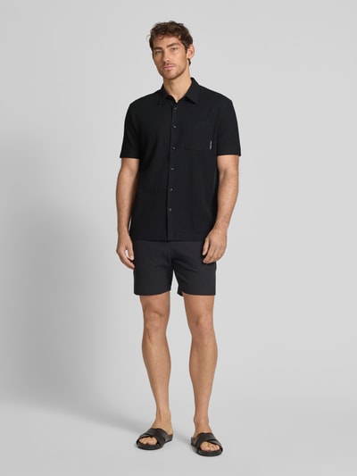 Marc O'Polo Regular fit poloshirt met fijne wafelstructuur Zwart - 1