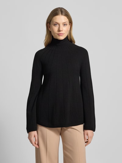 MM Sweter o kroju regular fit z dzianiny z czystej, żywej wełny model ‘GROLLA’ Czarny 4