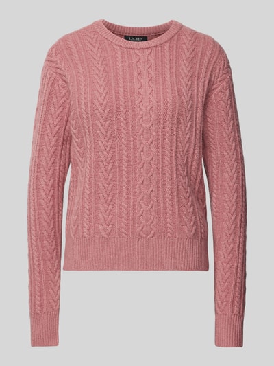 Lauren Ralph Lauren Strickpullover mit Zopfmuster Modell 'SAYLA' Rosa 2