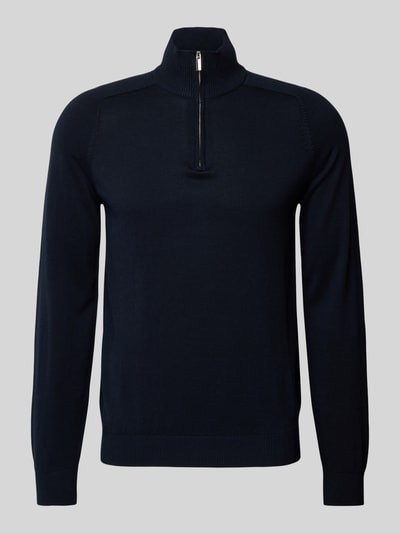 Bruun & Stengade Gebreide pullover met opstaande kraag, model 'KNUD' Donkerblauw - 2