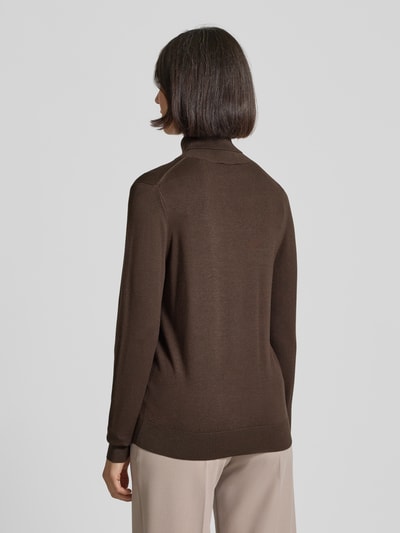 Jake*s Casual Slim fit shirt met lange mouwen van viscosemix in gebreide look Donkerbruin - 5