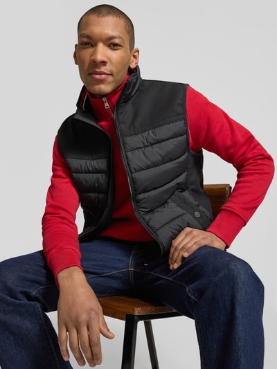 Tom Tailor regular fit gewatteerd bodywarmer van waterdicht materiaal Zwart - 3