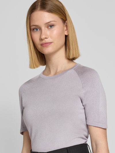 Jake*s Collection Sweter z dzianiny z prążkowanymi wykończeniami Lawendowy 3