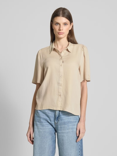 Vila Bluzka koszulowa o kroju regular fit z rękawem o dł. 1/2 model ‘PRICIL’ Beżowy 4