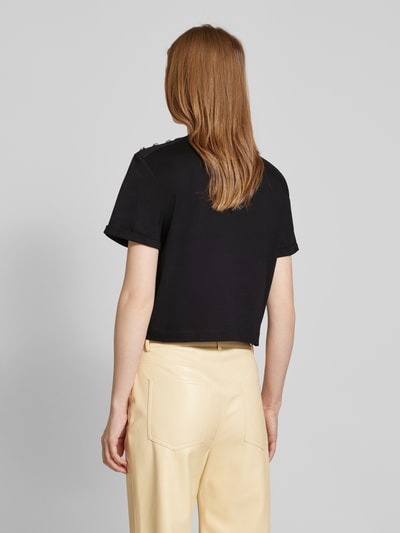 Guess Cropped T-Shirt mit Label-Print BLACK 5