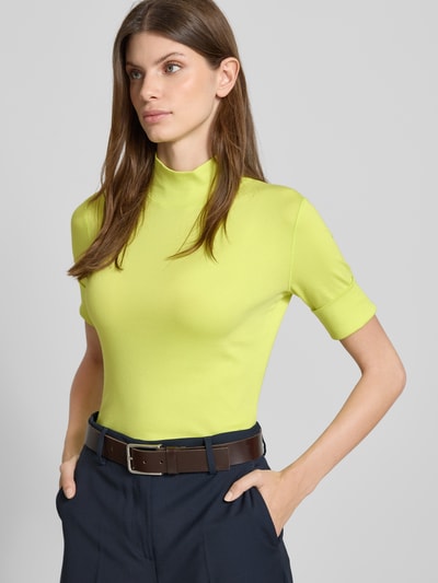 Marc Cain T-shirt met opstaande kraag Neongeel gemêleerd - 3