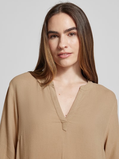 Kaffe Midi-jurk met steekzakken opzij, model 'milia' Taupe - 3