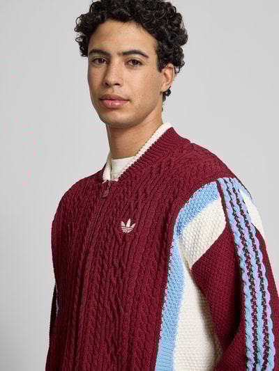 adidas Originals Regular fit jack in gebreide look, model 'Wicons' Bordeaux - 3