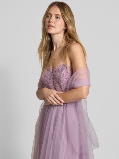 Mascara Off shoulder-avondjurk met kant en siersteentjes Lila - 3