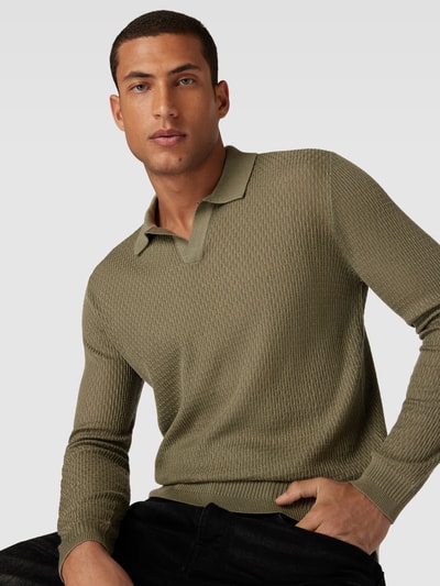 Emporio Armani Longsleeve mit Polokragen Oliv 3