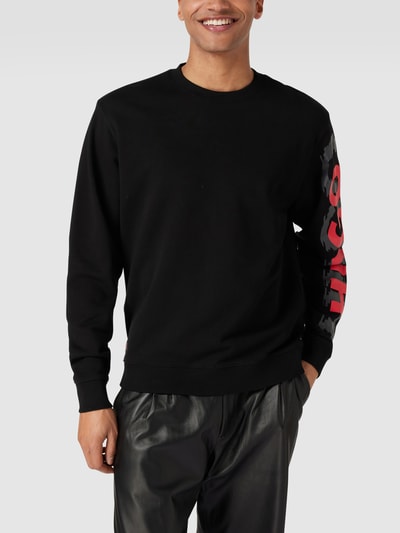 HUGO Sweatshirt mit Label-Print Modell 'Deronese' Black 4