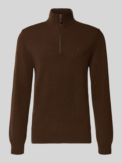 Polo Ralph Lauren Strickpullover aus Wolle mit Stehkragen und Reißverschluss Hellbraun 2