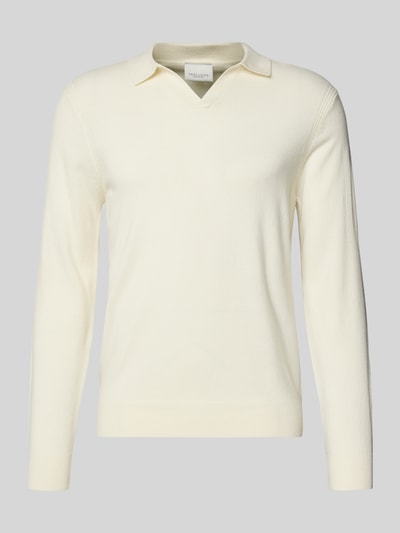Profuomo Slim fit poloshirt met V-hals Offwhite - 2