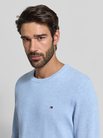 Tommy Hilfiger Regular fit gebreide pullover van zuiver katoen Lichtblauw - 3