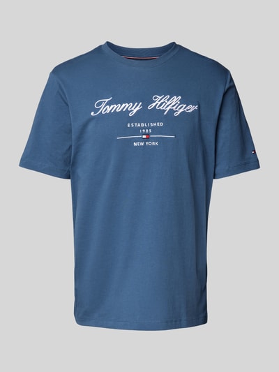 Tommy Hilfiger T-shirt met labelstitching Rookblauw - 1