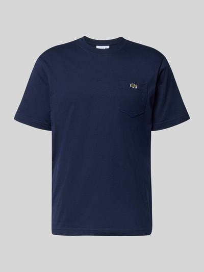 Produktfoto, Regular Fit T-Shirt aus reiner Baumwolle von Lacoste, Optik: Unifarben, Passform: Regular-Fit, Logo-Stitching, Label-Print, Rundhals-Ausschnitt, Material: Reine Baumwolle
