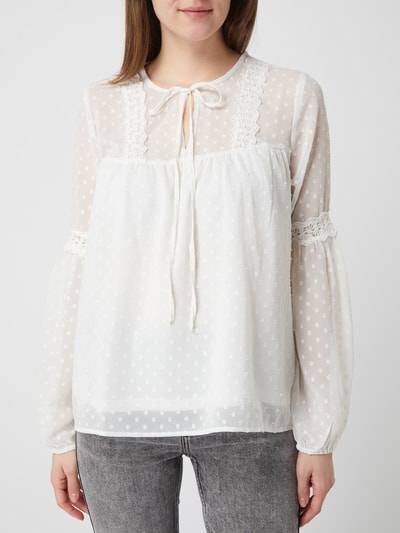 Vila Blusenshirt aus Chiffon mit Zierborten Modell 'Viedee' Offwhite 4