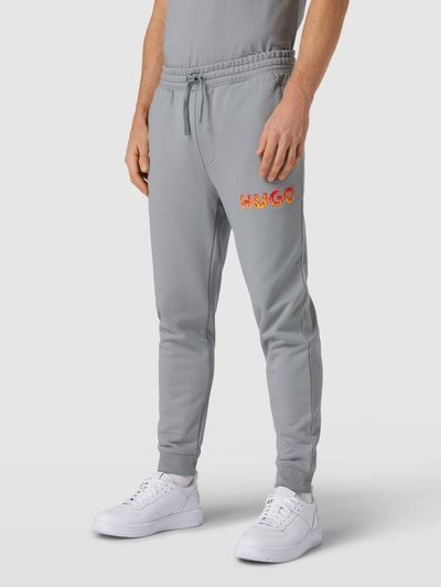 HUGO Sweatpants met labeldetail, model 'Linked' Steengrijs - 4