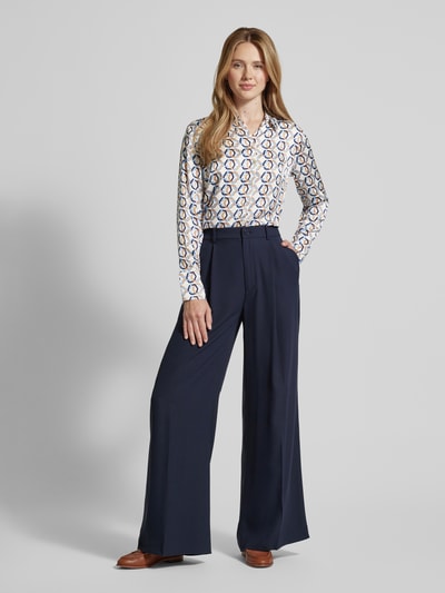 s.Oliver BLACK LABEL Regular fit blouse met lange mouwen, all-over motief en biezen Offwhite - 1