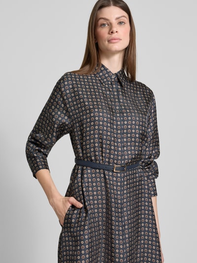 Max Mara Studio Sukienka koszulowa taliowana z czystego jedwabiu model ‘MISTER’ Granatowy 3