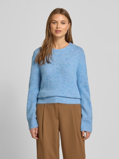 Tom Tailor Sweter z dzianiny o kroju regular fit z dodatkiem wełny  Jasnoniebieski 4