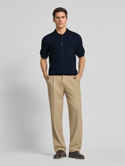 Marc O'Polo Regular Fit Poloshirt aus Baumwoll-Mix mit Crinkle-Effekt Marine 1