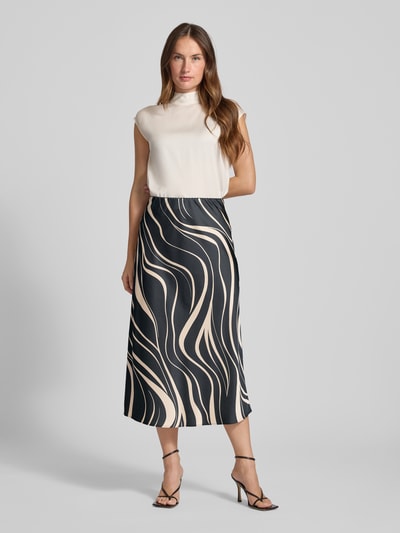 s.Oliver BLACK LABEL Regular fit midirok van viscosemix Zwart - 1