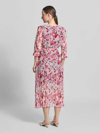 ZABAIONE Midikleid im Allover-Look mit Bindegürtel Rosa 5