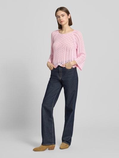 ONLY Cropped Pullover aus Baumwoll-Mix Modell 'NOLA' Rosa 1