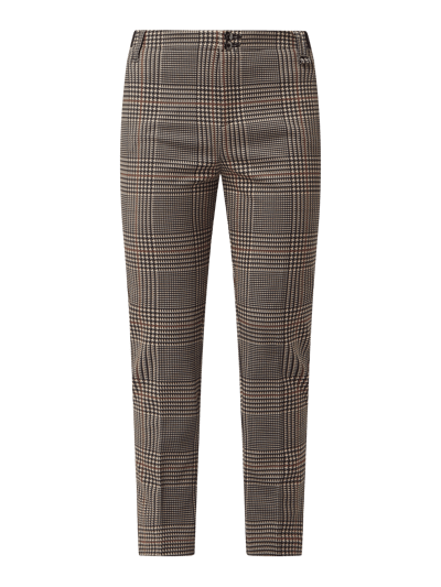 MAC Stoffhose in gerader Passform mit Glencheck Modell 'Cora' Mittelbraun 2