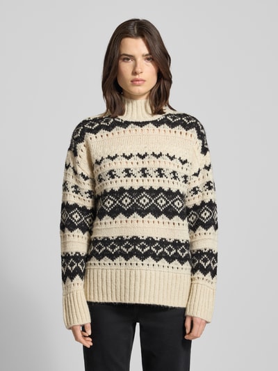 Vero Moda Regular Fit Strickpullover mit Mock Neck Modell 'AMPLE' Offwhite 4