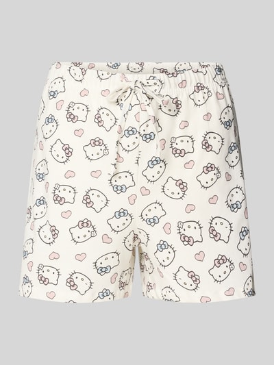 Produktfoto, Regular Fit Pyjama-Shorts mit Allover-Motiv-Print von Jake*s Casual, Baumwolle, cremeweiß mit buntem Muster, elastischer Bund, Tunnelzug