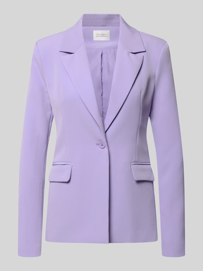 Produktfoto, Slim Fit Blazer mit Pattentaschen Modell 'Isa' von GUIDO MARIA KRETSCHMER WOMAN in Flieder, Material-Mix mit Stretch-Anteil, Reverskragen, 1-Knopfverschluss, glatte Oberfläche, Vorderansicht.