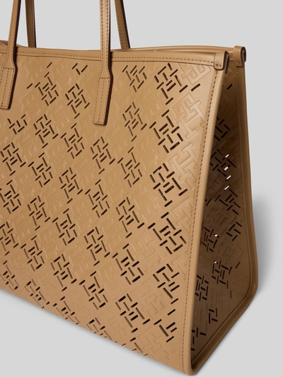 Tommy Hilfiger Torba tote z wytłoczonym wzorem z monogramem Camel 3