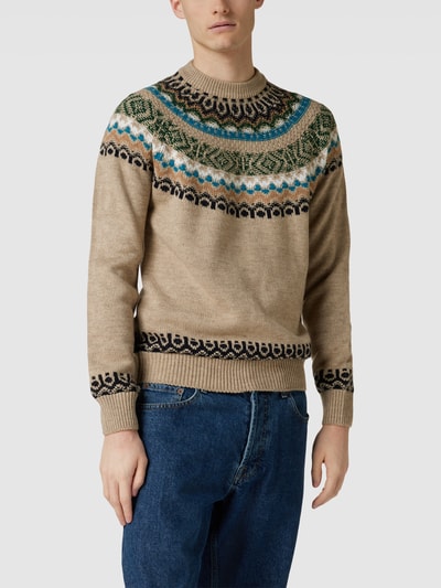 Mango Strickpullover mit Allover-Muster Modell 'harris' Beige 4