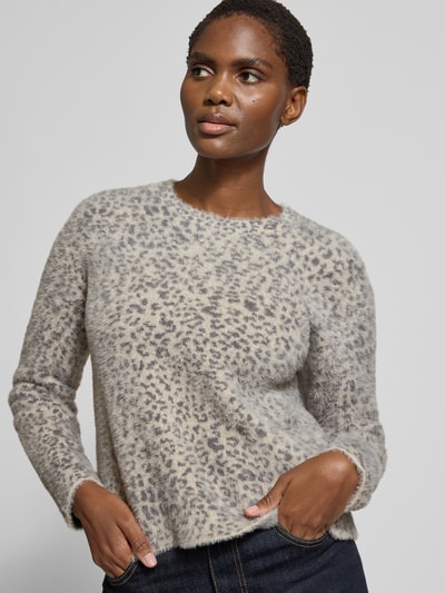 More & More Sweter z dzianiny ze wzorem w panterkę z okrągłym dekoltem Średnioszary 3
