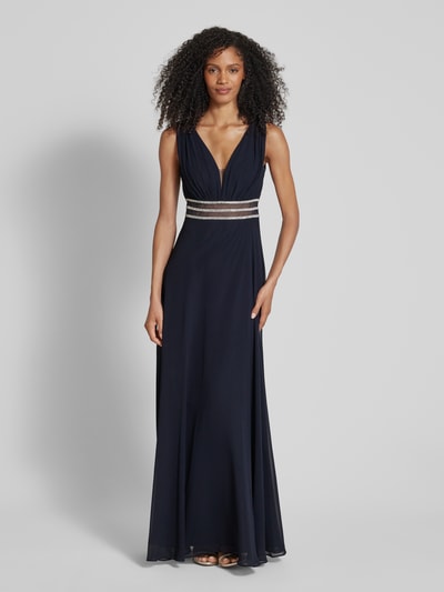 Jake*s Cocktail Abendkleid mit Taillenband und Ziersteinbesatz Marine Melange 4