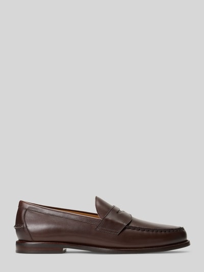 Productfoto, 'Loafer aus echtem Leder' van Polo Ralph Lauren, unicolor bruin, ronde neus, blokhak, logo-applicatie, glad leer, gestructureerde zool