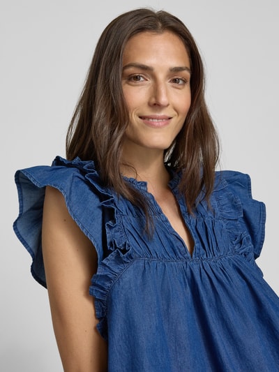 Neo Noir Regular fit met jeansblouse met ruches, model 'Jayla' Blauw - 3