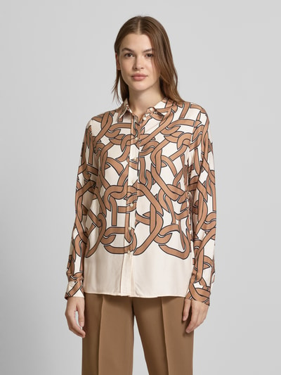 Milano Italy Regular Fit Bluse aus Viskose mit Umlegekragen Camel 4