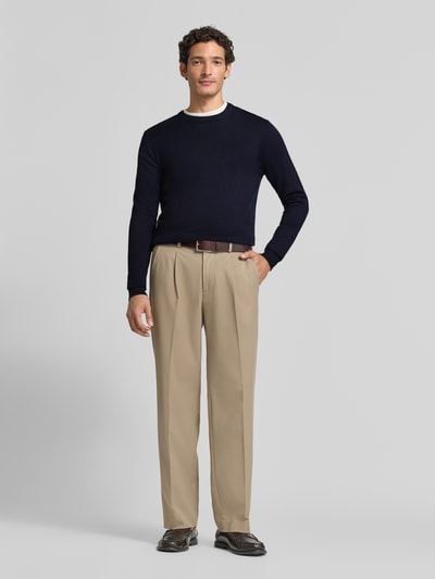 Casual Friday Regular fit gebreide pullover van mix van katoen en kasjmier Donkerblauw - 1