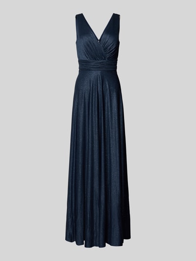 Christian Berg Cocktail Abendkleid mit Taillenband Marine Melange 2