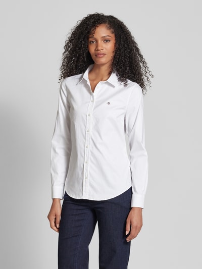 Gant Slim fit overhemdblouse met labelstitching Wit - 4