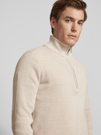 SELECTED HOMME Strickpullover mit gerippten Abschlüssen Modell 'RODNEY' Offwhite 3