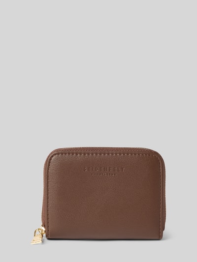 Seidenfelt Portemonnaie mit Label-Prägung Modell 'YLVA' Dunkelbraun 1